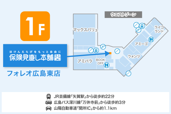 保険見直し本舗 フォレオ広島東店 フロアマップ