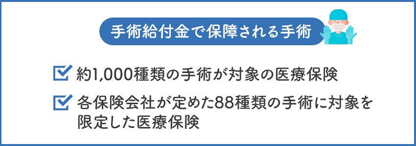手術給付金で保障される手術