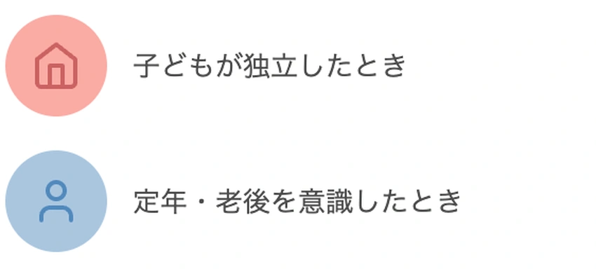 保険の見直しが必要な2つのライフイベントを示すアイコン付きリスト