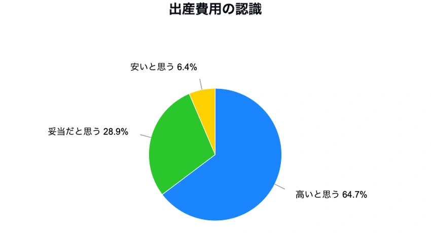 出産費用の認識をまとめた円グラフ