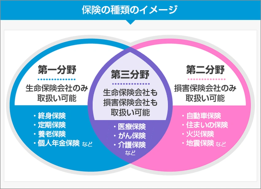 保険の種類と特徴を示すイメージ図