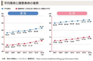 平均寿命と健康寿命　グラフ